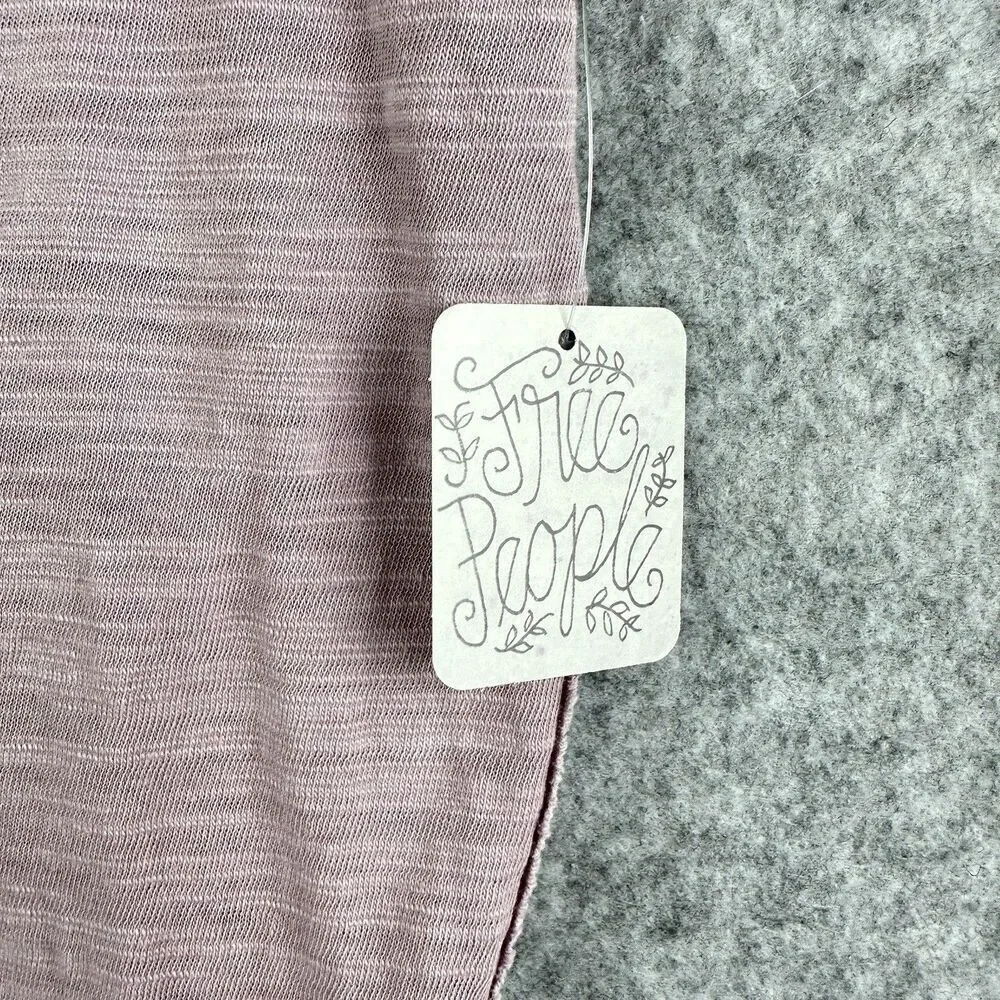 We The Free People Sundance Slub Tee Womens S Lilac Distressed Boho VNeck NEW